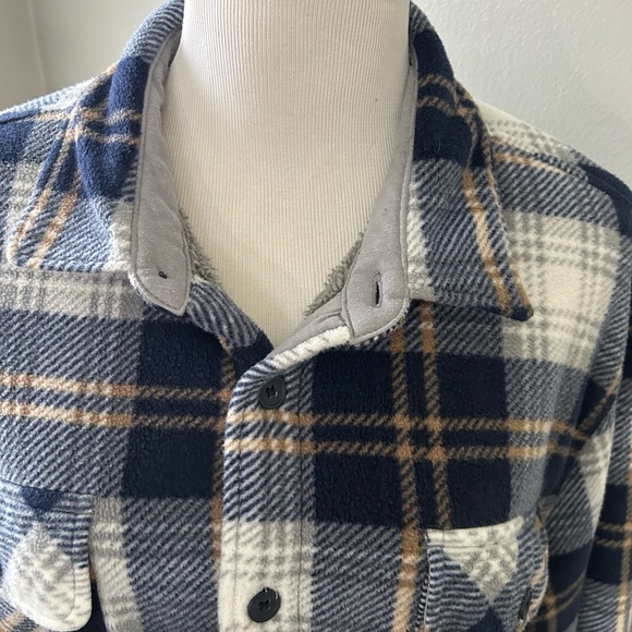 Boston traders men’s XXL polar fleece plaid jacket with quilted lines - Picture 3 of 13